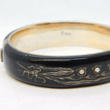 19th Century Austro-Hungarian Silver Gilt, Black Enamel Mourning Bangle Antique