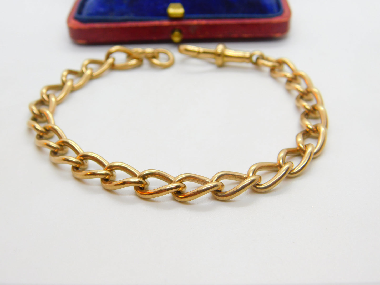 9ct Rose Gold Albert Chain Bracelet Antique 1912 Birmingham 7.5" Length