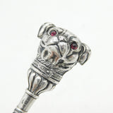 Edwardian Sterling Silver Double-Sided Dog Head Novelty Button Hook Antique 1907 Birmingham