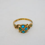 Victorian 9ct Gold, Turquoise, Pearl Maltese Cross Ring Antique 1900 Birmingham