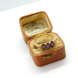 9ct Yellow Gold Almandine Garnet Set Threestone Band Ring Vintage c1980