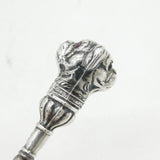 Edwardian Sterling Silver Double-Sided Dog Head Novelty Button Hook Antique 1907 Birmingham