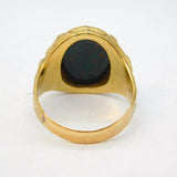 Victorian Large 9ct Yellow Gold & Bloodstone Signet Ring Antique c1880s