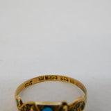 Victorian 9ct Gold, Turquoise, Pearl Maltese Cross Ring Antique 1900 Birmingham