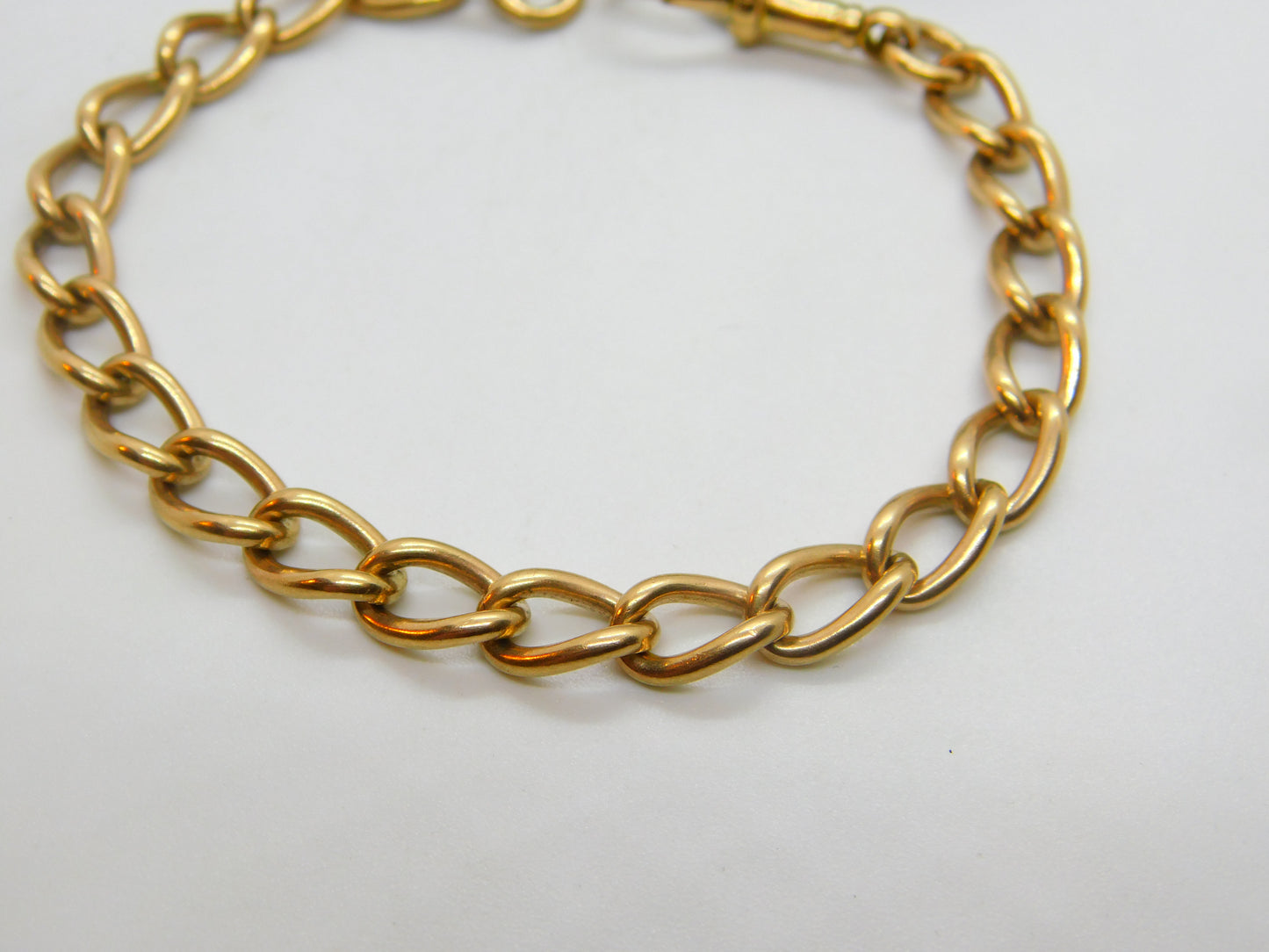 9ct Rose Gold Albert Chain Bracelet Antique 1912 Birmingham 7.5" Length