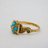 Victorian 9ct Gold, Turquoise, Pearl Maltese Cross Ring Antique 1900 Birmingham