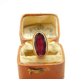 9ct Yellow Gold Marquise Style Set Bohemian Garnet Dress Ring 1979 Birmingham