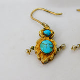18th Century Austro 18ct Gold Foiled Earrings Pearl, Turquoise Set Antique c1780