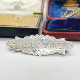 Sterling Silver Dorothy Name Christening Brooch Antique 1914 Birmingham
