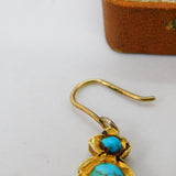 18th Century Austro 18ct Gold Foiled Earrings Pearl, Turquoise Set Antique c1780