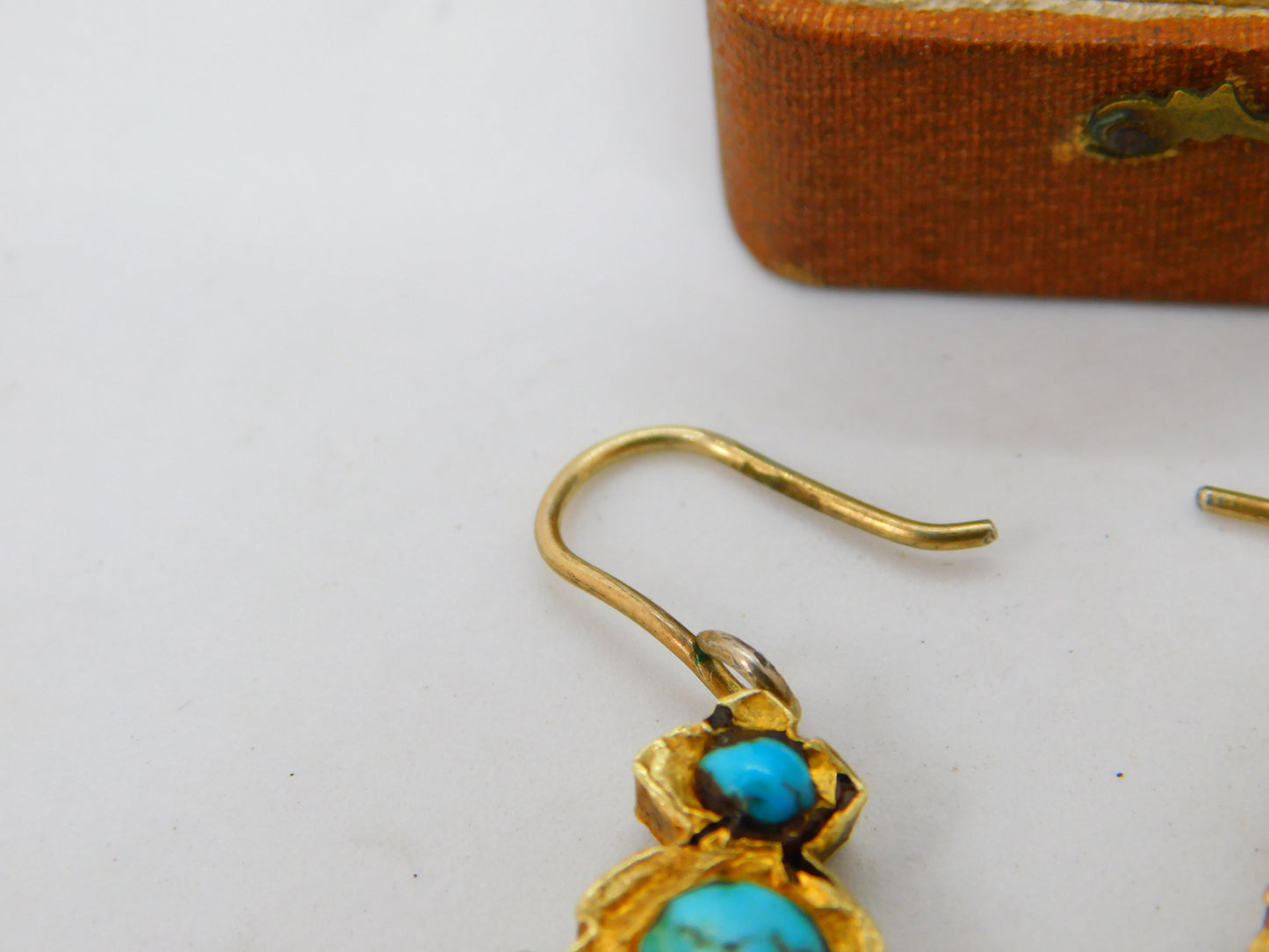 18th Century Austro 18ct Gold Foiled Earrings Pearl, Turquoise Set Antique c1780