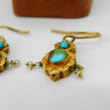 18th Century Austro 18ct Gold Foiled Earrings Pearl, Turquoise Set Antique c1780