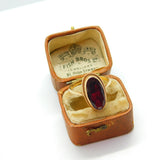 9ct Yellow Gold Marquise Style Set Bohemian Garnet Dress Ring 1979 Birmingham