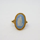 9ct Yellow Gold Wedgwood Athena Cameo Dress Ring Vintage 1973 Birmingham