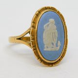 9ct Yellow Gold Wedgwood Athena Cameo Dress Ring Vintage 1973 Birmingham