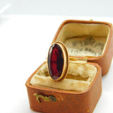 9ct Yellow Gold Marquise Style Set Bohemian Garnet Dress Ring 1979 Birmingham