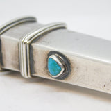Early Sterling Silver, Turquoise Armorial Seal Wax Holder or 'Bodkin Case' Antique c17th Century