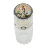 Victorian Sterling Silver Essex Crystal Carved Robin Topped Scent Bottle Antique 1879 London