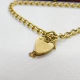 9ct Yellow Gold Curb Link Charm Bracelet with Heart Lock Clasp 1984 London