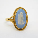 9ct Yellow Gold Wedgwood Athena Cameo Dress Ring Vintage 1973 Birmingham