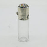 Victorian Sterling Silver Essex Crystal Carved Robin Topped Scent Bottle Antique 1879 London