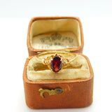 9ct Yellow Gold & Bohemian Garnet Set Dress Ring Vintage c1980