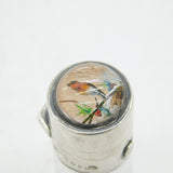 Victorian Sterling Silver Essex Crystal Carved Robin Topped Scent Bottle Antique 1879 London