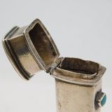 Early Sterling Silver, Turquoise Armorial Seal Wax Holder or 'Bodkin Case' Antique c17th Century