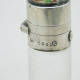 Victorian Sterling Silver Essex Crystal Carved Robin Topped Scent Bottle Antique 1879 London