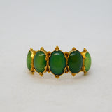 George III 15ct Yellow Gold Five-Stone Green Chalcedony Dress Ring Antique