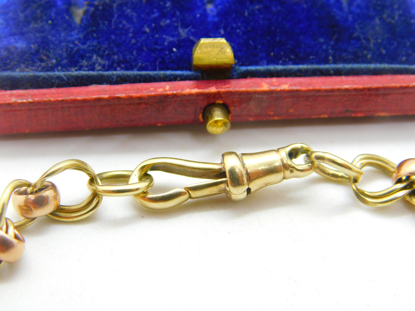 9ct Two-Tone Yellow & Rose Gold Fancy Link Bracelet Antique c1940 Art Deco