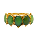 George III 15ct Yellow Gold Five-Stone Green Chalcedony Dress Ring Antique