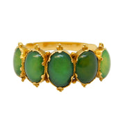 George III 15ct Yellow Gold Five-Stone Green Chalcedony Dress Ring Antique
