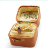 9ct Yellow Gold & Bohemian Garnet Set Dress Ring Vintage c1980
