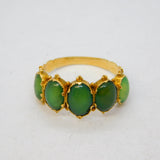 George III 15ct Yellow Gold Five-Stone Green Chalcedony Dress Ring Antique