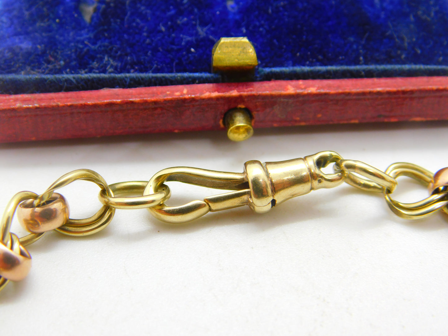 9ct Two-Tone Yellow & Rose Gold Fancy Link Bracelet Antique c1940 Art Deco