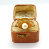 9ct Yellow Gold & Pearl Set Modernist Statement Ring 1967 London Vintage