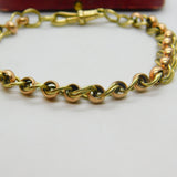 9ct Two-Tone Yellow & Rose Gold Fancy Link Bracelet Antique c1940 Art Deco