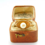 9ct Yellow Gold & Pearl Set Modernist Statement Ring 1967 London Vintage