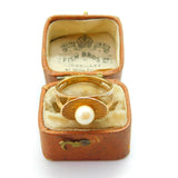 9ct Yellow Gold & Pearl Set Modernist Statement Ring 1967 London Vintage