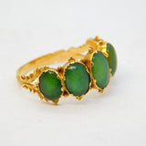 George III 15ct Yellow Gold Five-Stone Green Chalcedony Dress Ring Antique