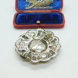 Victorian Scottish Thistle Mine Cut Citrine Sterling Silver Brooch Antique c1860