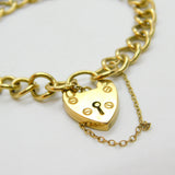 Chunky 9ct Yellow Gold Charm Bracelet with Heart Lock Clasp 1975 Birmingham