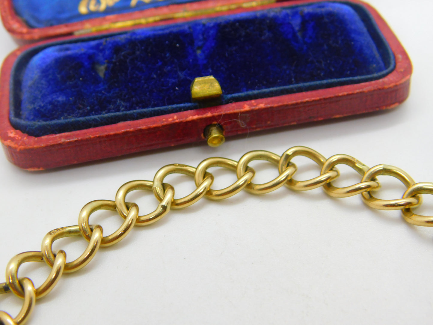 Chunky 9ct Yellow Gold Charm Bracelet with Heart Lock Clasp 1975 Birmingham