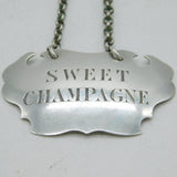 Victorian Sterling Silver Escutcheon 'Sweet Champagne' Decanter Label Antique