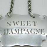 Victorian Sterling Silver Escutcheon 'Sweet Champagne' Decanter Label Antique