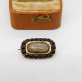 Georgian 9ct Gold, Jet & Woven Hair Mourning Brooch c1820 Antique