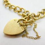 Chunky 9ct Yellow Gold Charm Bracelet with Heart Lock Clasp 1975 Birmingham