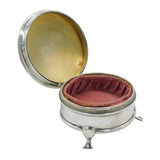 Sterling Silver Circular Jewellery or Ring Box Antique 1911 Birmingham Art Deco