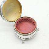 Sterling Silver Circular Jewellery or Ring Box Antique 1911 Birmingham Art Deco